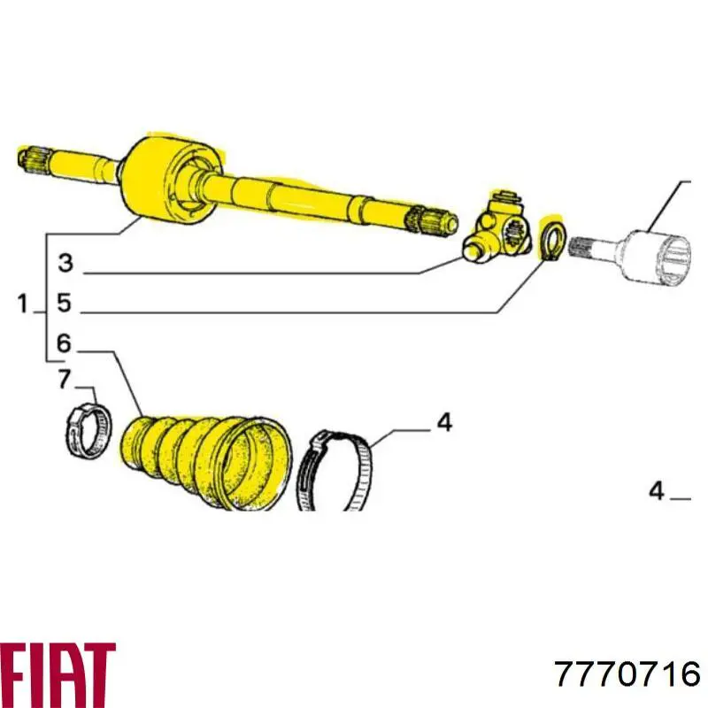 Піввісь (привід) передня, права 7770716 Fiat/Alfa/Lancia