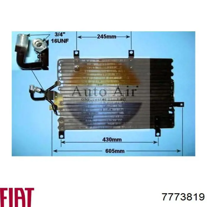 Конденсатор кондиціонера Fiat/Alfa/Lancia 7773819 ціна, від 126.01 USD
