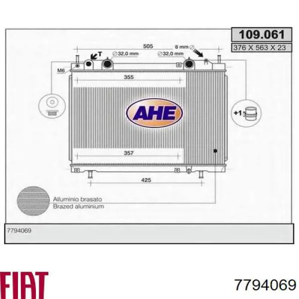 Радіатор охолодження двигуна 7794069 Fiat/Alfa/Lancia