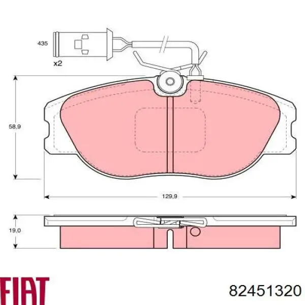 Гальмівні колодки Fiat/Alfa/Lancia 82451320 ціна, від 26.60 USD