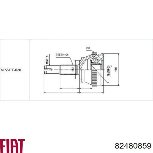 ШРУС зовнішній передній 82480859 Fiat/Alfa/Lancia