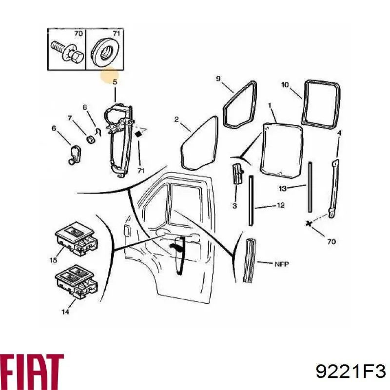 Купити 9221F3 Fiat/Alfa/Lancia Механізм стеклопідйомника водійських дверей
