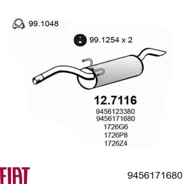 Вихлопна труба Fiat/Alfa/Lancia 9456171680 ціна, від 48.23 USD