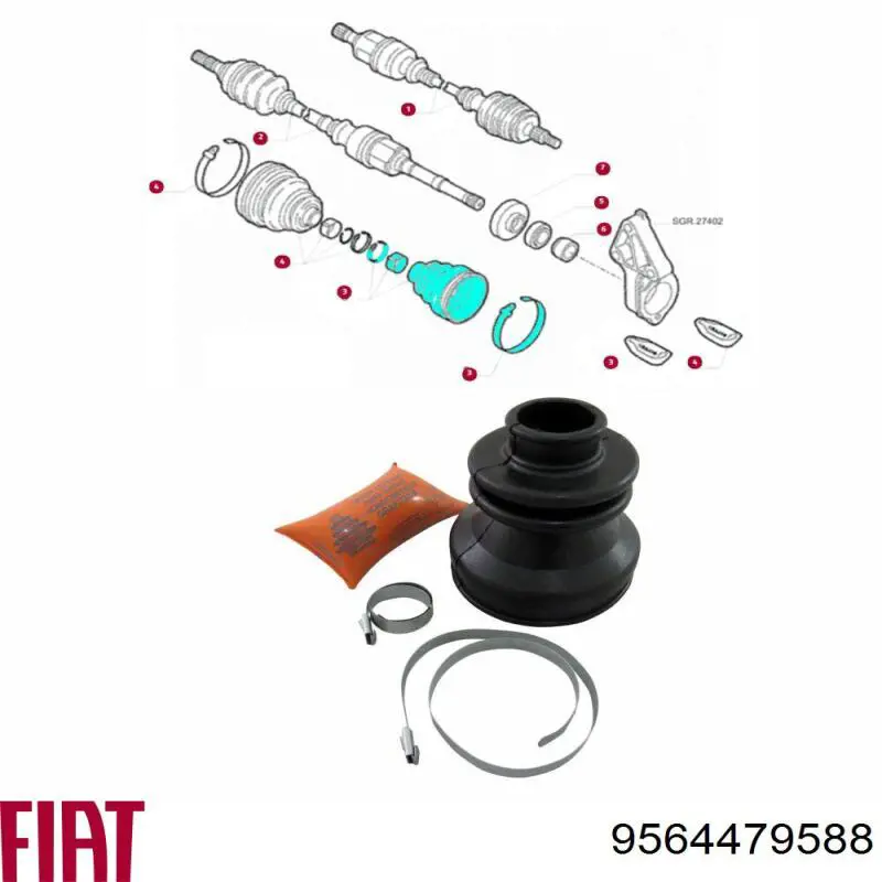 Купити 9564479588 Fiat/Alfa/Lancia Пильник шарніра кутових швидкостей внутрішній передній