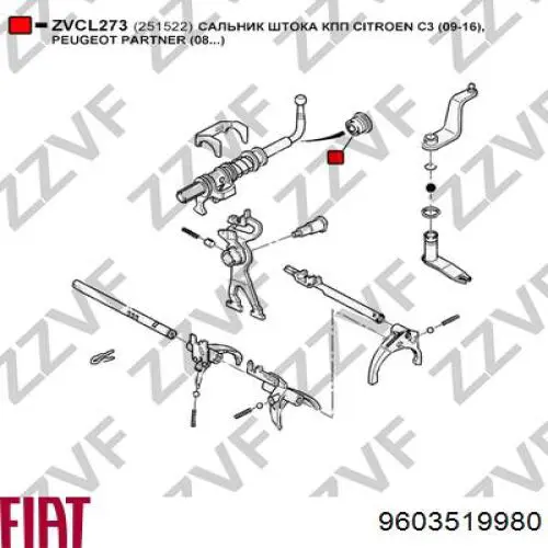 Сальник куліси перемикання передач Fiat/Alfa/Lancia 9603519980 ціна, від 5.12 USD