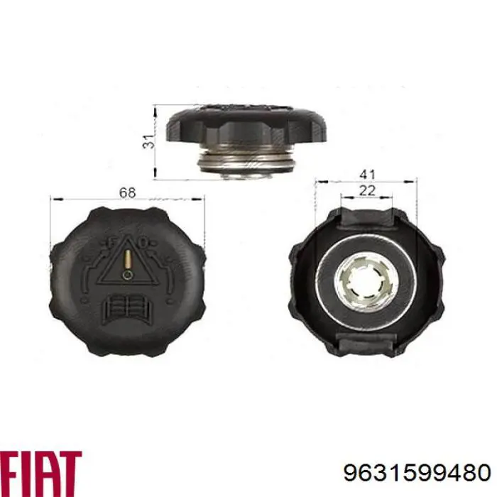 Кришка / пробка розширювального бачка Fiat/Alfa/Lancia 9631599480 ціна, від 4.18 USD