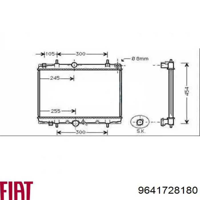 Радіатор охолодження двигуна 9641728180 Fiat/Alfa/Lancia