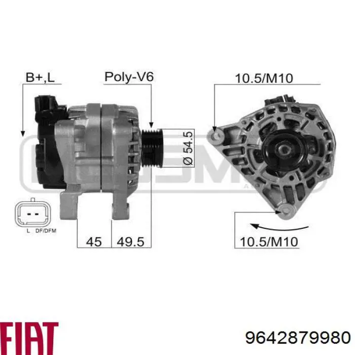 Генератор Fiat/Alfa/Lancia 9642879980 ціна, від 96.05 USD