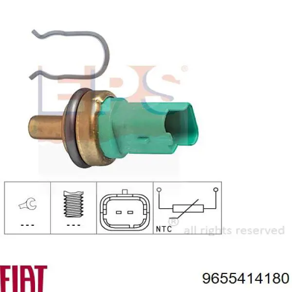 Термодатчик охолоджуючої рідини Fiat/Alfa/Lancia 9655414180 ціна, від 7.33 USD