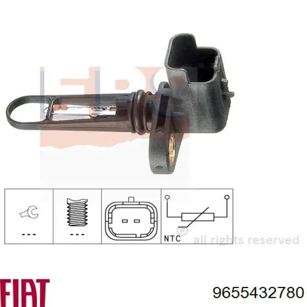Датчик температури повітряної суміші Fiat/Alfa/Lancia 9655432780 ціна, від 6.74 USD