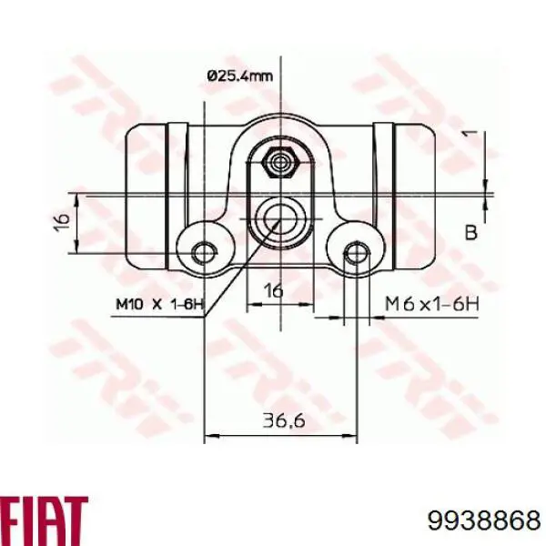 Циліндр гальмівний колісний/робітник, задній 9938868 Fiat/Alfa/Lancia