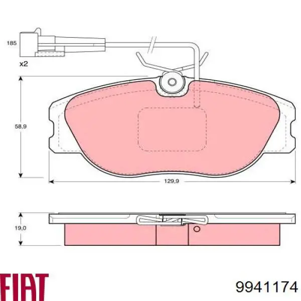 Колодки гальмівні передні, дискові 9941174 Fiat/Alfa/Lancia