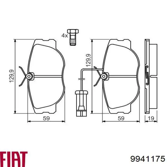 9941175 Fiat/Alfa/Lancia колодки гальмівні передні, дискові