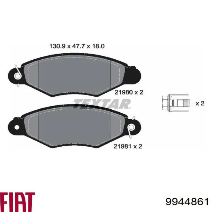 Колодки гальмівні передні, дискові 9944861 Fiat/Alfa/Lancia