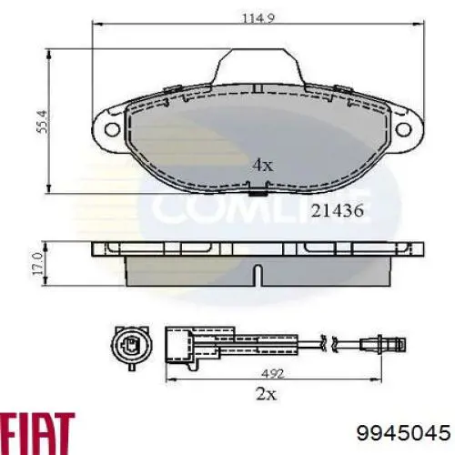 9945045 Fiat/Alfa/Lancia Передні гальмівні колодки