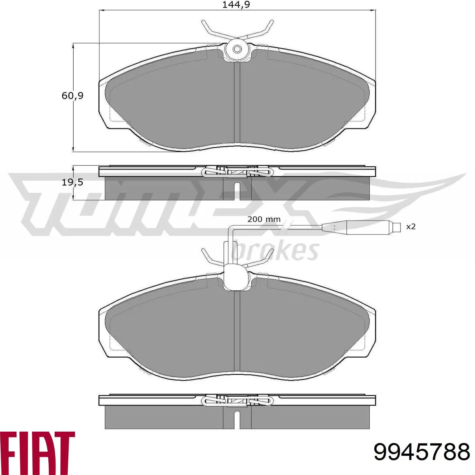 Передні тормозні колодки 9945788 Fiat/Alfa/Lancia
