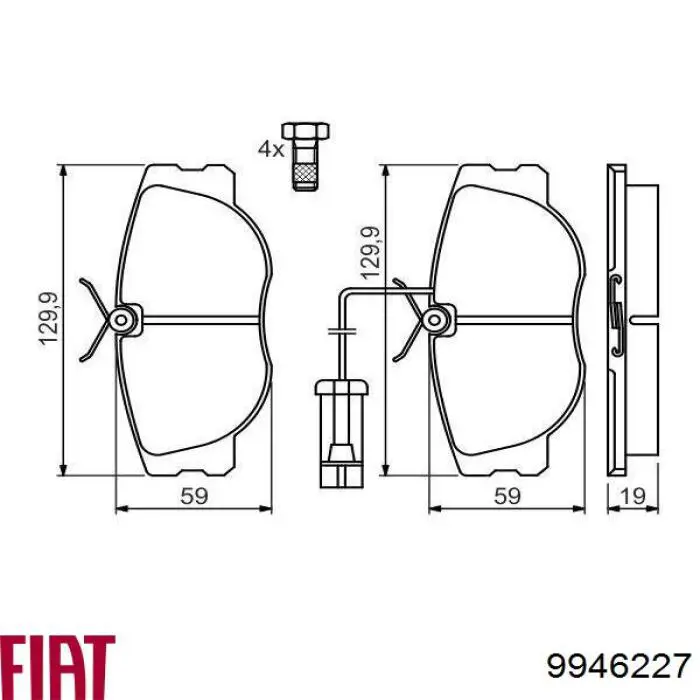 Колодки гальмівні передні, дискові 9946227 Fiat/Alfa/Lancia