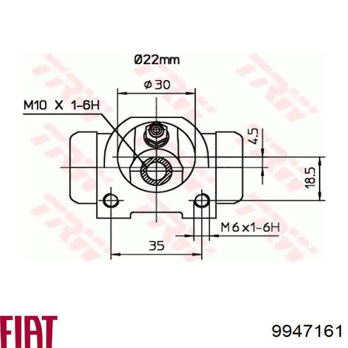 Циліндр гальмівний колісний/робітник, задній 9947161 Fiat/Alfa/Lancia