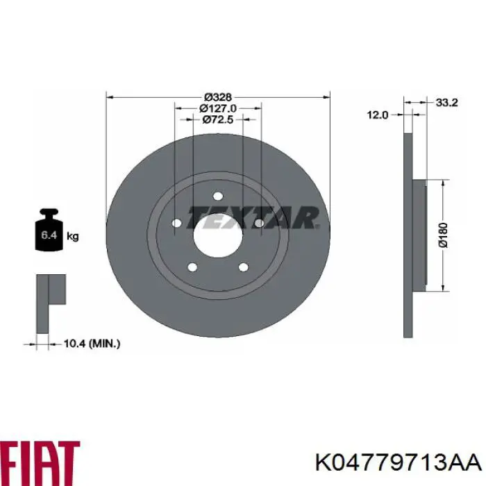 Задні дискові гальма Fiat/Alfa/Lancia K04779713AA ціна, від 48.02 USD
