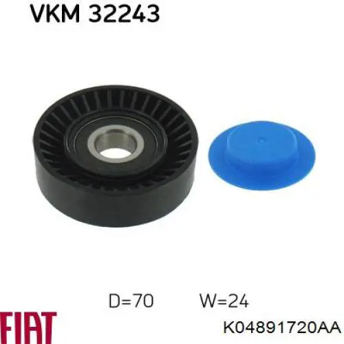 Ролик приводного ременя, паразитний Fiat/Alfa/Lancia K04891720AA ціна, від 13.57 USD