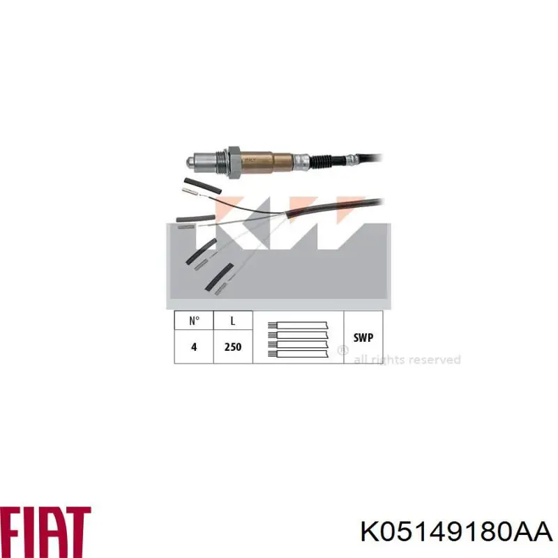 Лямбда датчик кисню Fiat/Alfa/Lancia K05149180AA ціна, від 31.67 USD