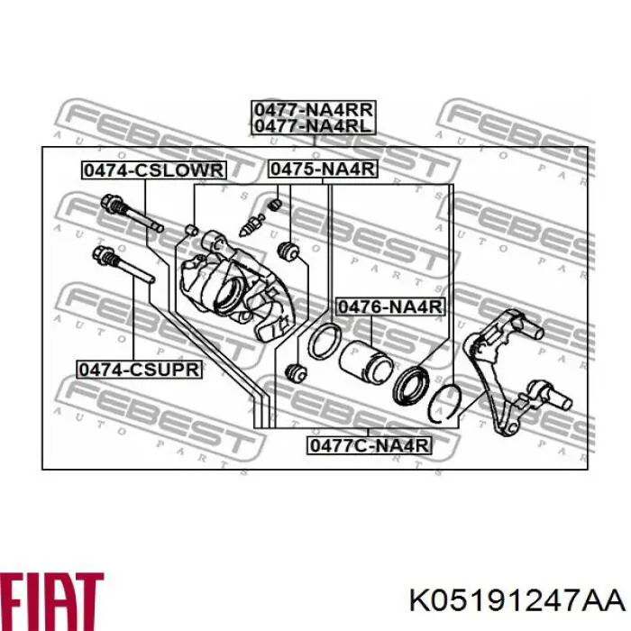 K05191247AA Fiat/Alfa/Lancia ремкомплект супорту гальмівного заднього