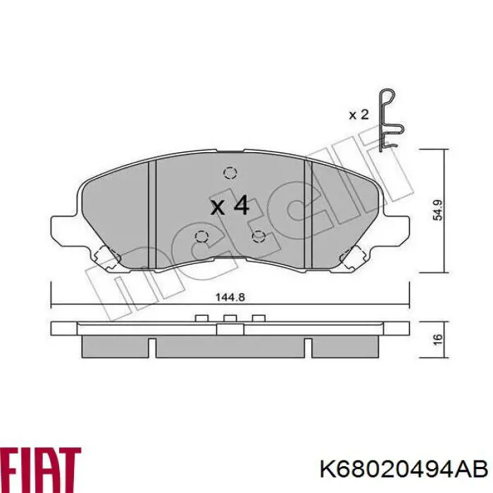 Передні тормозні колодки K68020494AB Fiat/Alfa/Lancia