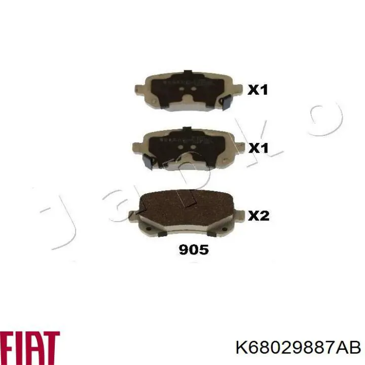 Задні гальмівні колодки Fiat/Alfa/Lancia K68029887AB ціна, від 25.42 USD
