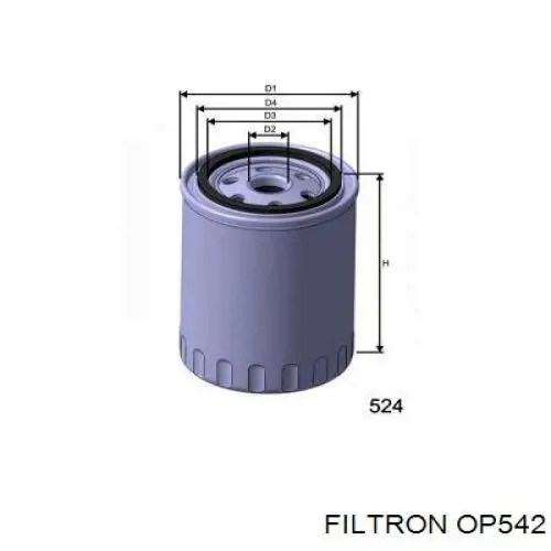 Масляний фільтр двигуна Filtron OP542 ціна, від 7.73 USD