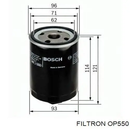 Масляний фільтр двигуна Filtron OP550 ціна, від 6.01 USD