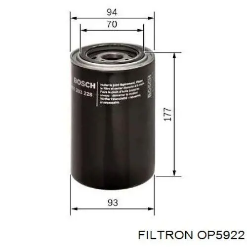 Масляний фільтр двигуна Filtron OP5922 ціна, від 11.68 USD