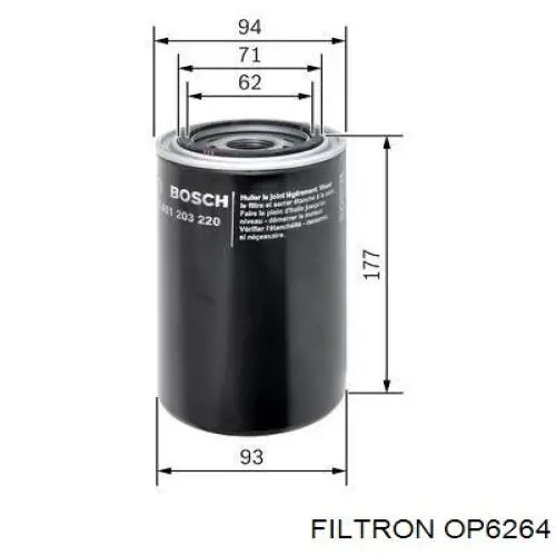 Масляний фільтр двигуна Filtron OP6264 ціна, від 14.11 USD