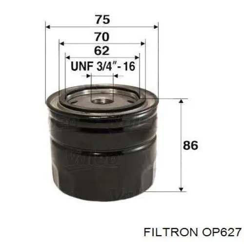 Масляний фільтр двигуна Filtron OP627 ціна, від 5.07 USD