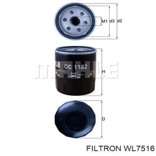 Масляний фільтр двигуна Filtron WL7516 ціна, від 7.17 USD