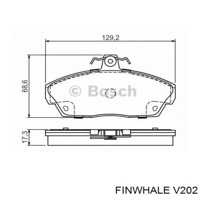V202 Finwhale колодки гальмівні передні, дискові