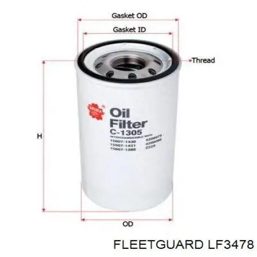 Масляний фільтр двигуна Fleetguard LF3478 ціна, від 34.47 USD