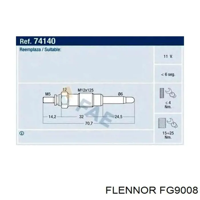 Купити FG9008 Flennor Свічка накалу