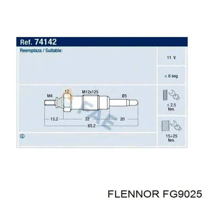 Купити FG9025 Flennor Свічка накалу