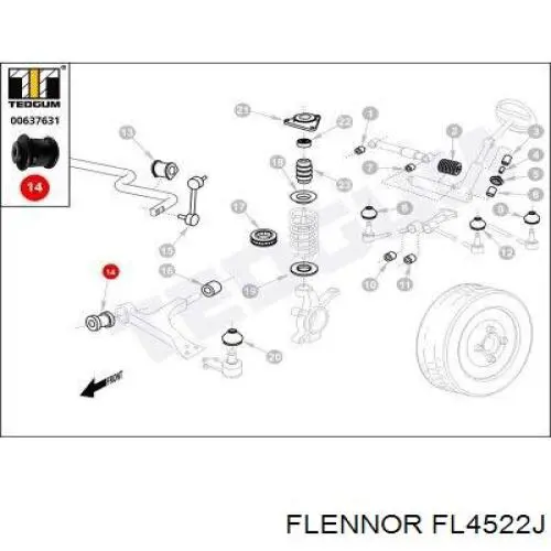 Сайлентблок переднього важеля FL4522J Flennor