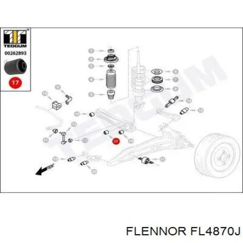 FL4870J Flennor Сайлентблок амортизатора заднього