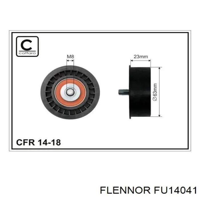 FU14041 Flennor ролик ременя грм, паразитний