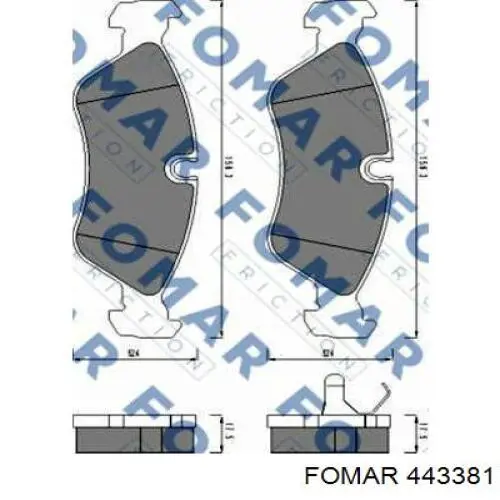 Передні тормозні колодки 443381 Fomar Roulunds