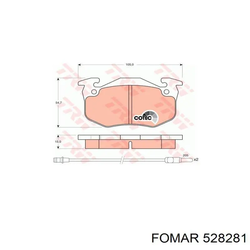 528281 Fomar Roulunds колодки гальмівні передні, дискові