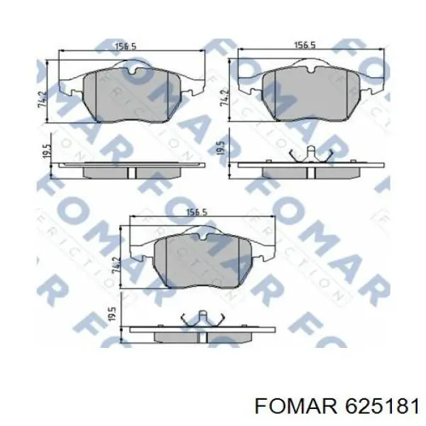 625181 Fomar Roulunds колодки гальмівні передні, дискові