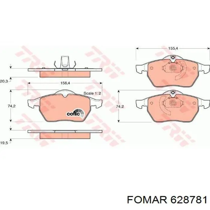 628781 Fomar Roulunds Передні гальмівні колодки