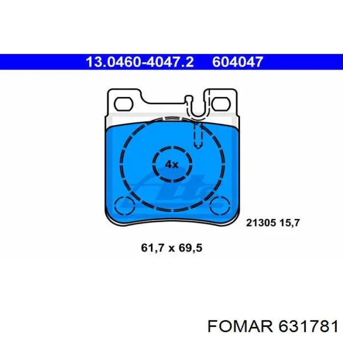 Задні гальмівні колодки 631781 Fomar Roulunds