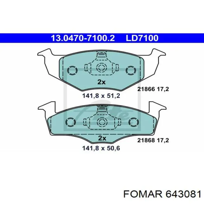 Купити 643081 Fomar Roulunds Колодки гальмівні передні, дискові