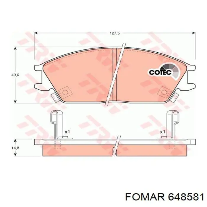 Колодки гальмівні передні, дискові 648581 Fomar Roulunds