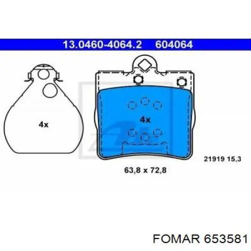 653581 Fomar Roulunds Колодки гальмівні задні, дискові