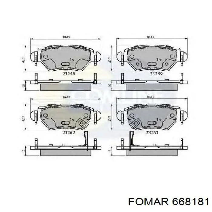 668181 Fomar Roulunds Колодки гальмівні задні, дискові